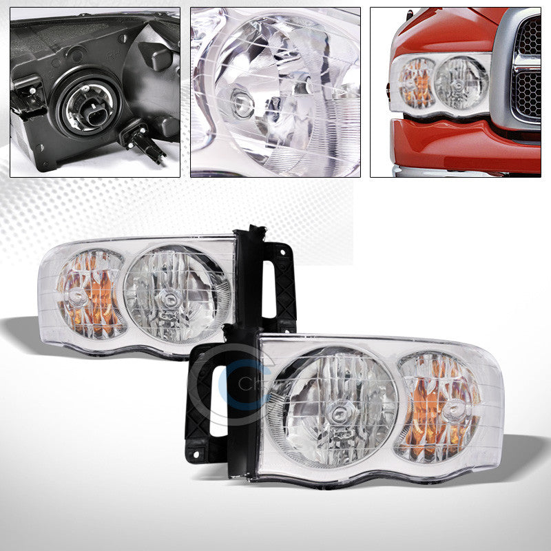 FACTORY CHROME CRYSTAL HEAD LIGHTS SIGNAL LAMP NB 02-05 DODGE RAM 1500/2500/3500