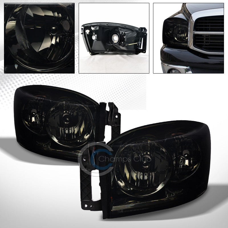 FACTORY STYLE SMOKE CRYSTAL HEAD LIGHTS CORNER SIGNAL LAMPS NB 06-09 DODGE RAM