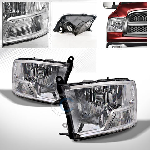 DUAL HEADLAMP CHROME CRYSTAL HEAD LIGHTS SIGNAL LAMP NB 09-16 17 DODGE RAM TRUCK