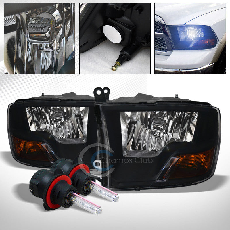 8000K HID BI-XENON+BLK DUAL LAMPS STYLE HEAD LIGHTS SIGNAL AM NB 09-17 DODGE RAM