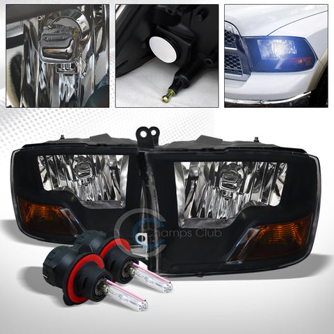 8000K HID BI-XENON+BLK DUAL LAMPS STYLE HEAD LIGHTS SIGNAL AM NB 09-17 DODGE RAM