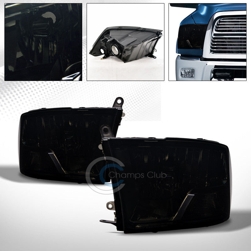 DUAL HEADLAMPS SMOKE CRYSTAL HEAD LIGHTS SIGNAL LAMP NB 09-16 17 DODGE RAM TRUCK