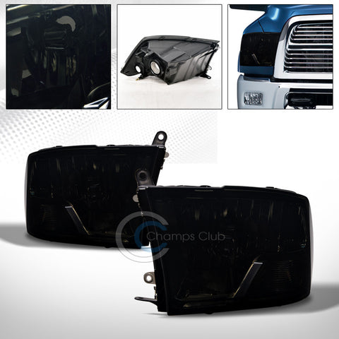 DUAL HEADLAMPS SMOKE CRYSTAL HEAD LIGHTS SIGNAL LAMP NB 09-16 17 DODGE RAM TRUCK