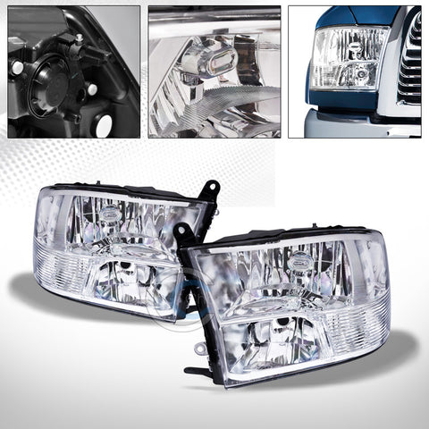 QUAD HEADLAMP CHROME CRYSTAL HEAD LIGHTS SIGNAL LAMP NB 09-16 17 DODGE RAM TRUCK