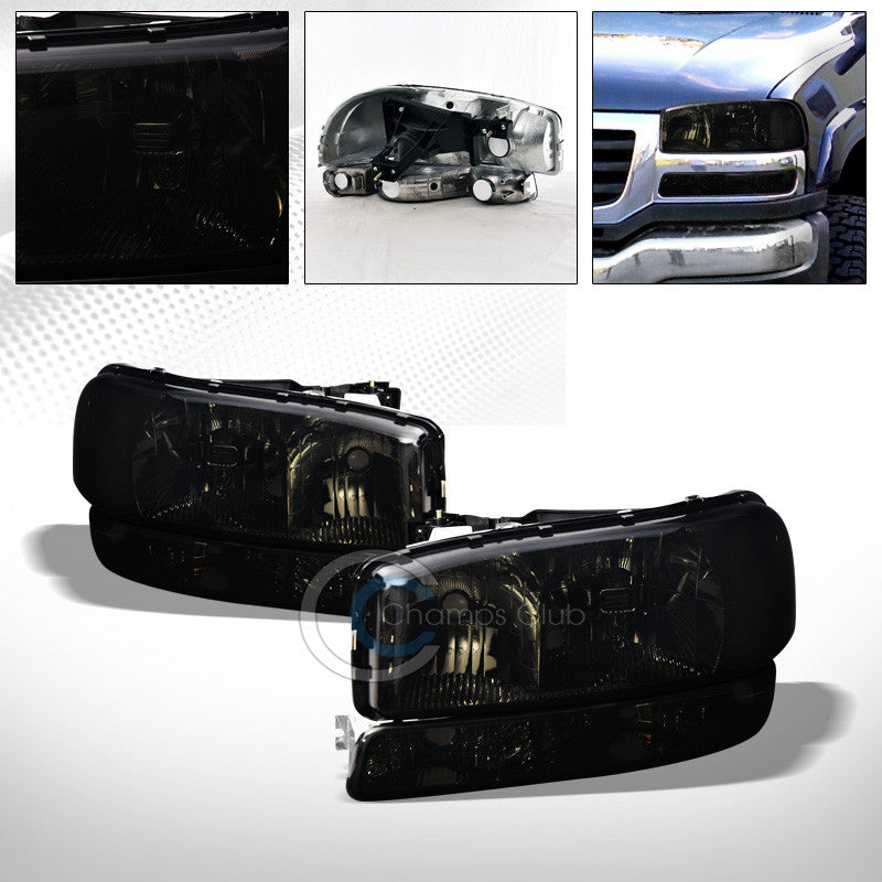 FACTORY SMOKE CRYSTAL HEAD LIGHTS+BUMPER SIGNAL LAMPS NB 99-06 SIERRA/00+ YUKON