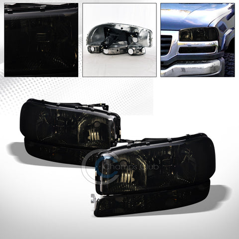 FACTORY SMOKE CRYSTAL HEAD LIGHTS+BUMPER SIGNAL LAMPS NB 99-06 SIERRA/00+ YUKON