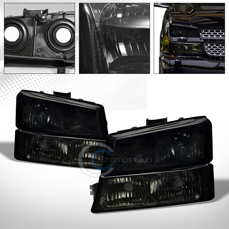 FACTORY SMOKE CRYSTAL HEAD LIGHTS+SIGNAL BUMPER LAMPS 4PC NB 03-06 07 SILVERADO