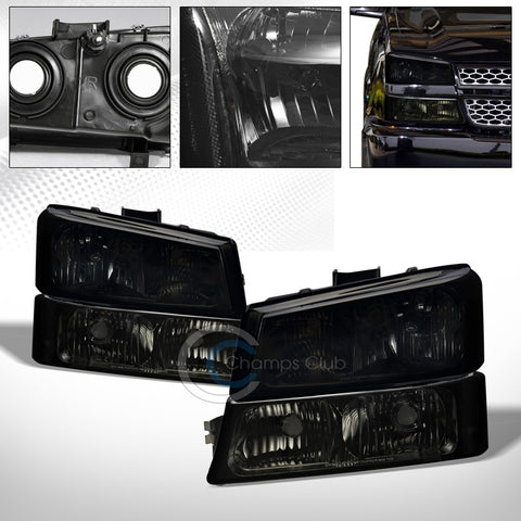 FACTORY SMOKE CRYSTAL HEAD LIGHTS+SIGNAL BUMPER LAMPS 4PC NB 03-06 07 SILVERADO