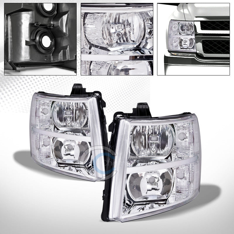 FACTORY CHROME CRYSTAL HEAD LIGHTS SIGNAL LAMP NB 07-14 SILVERADO 1500/2500/3500