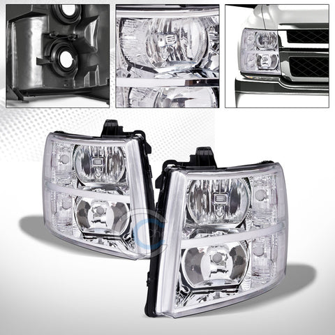 FACTORY CHROME CRYSTAL HEAD LIGHTS SIGNAL LAMP NB 07-14 SILVERADO 1500/2500/3500
