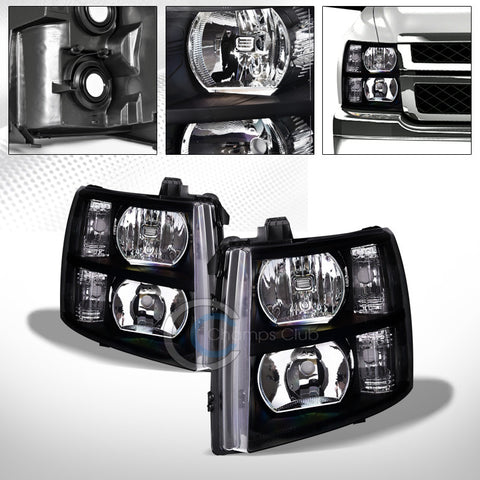 FACTORY BLK CRYSTAL HEAD LIGHTS SIGNAL LAMP NB 07-13 14 SILVERADO 1500/2500/3500