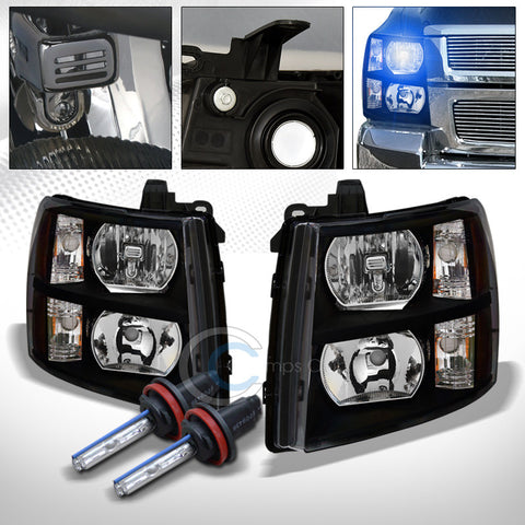 10000K HID XENON+BLACK HEAD LIGHTS SIGNAL LAMPS AMBER NB 07-14 CHEVY SILVERADO