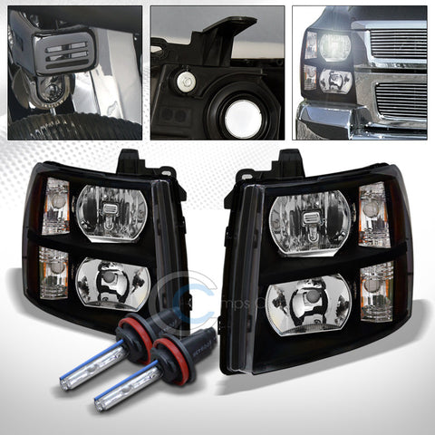 6000K HID XENON+BLACK HEAD LIGHTS SIGNAL LAMPS AMBER NB 07-14 CHEVY SILVERADO