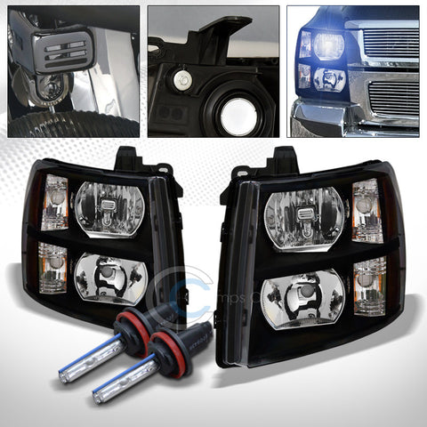 8000K HID XENON+BLACK HEAD LIGHTS SIGNAL LAMPS AMBER NB 07-14 CHEVY SILVERADO