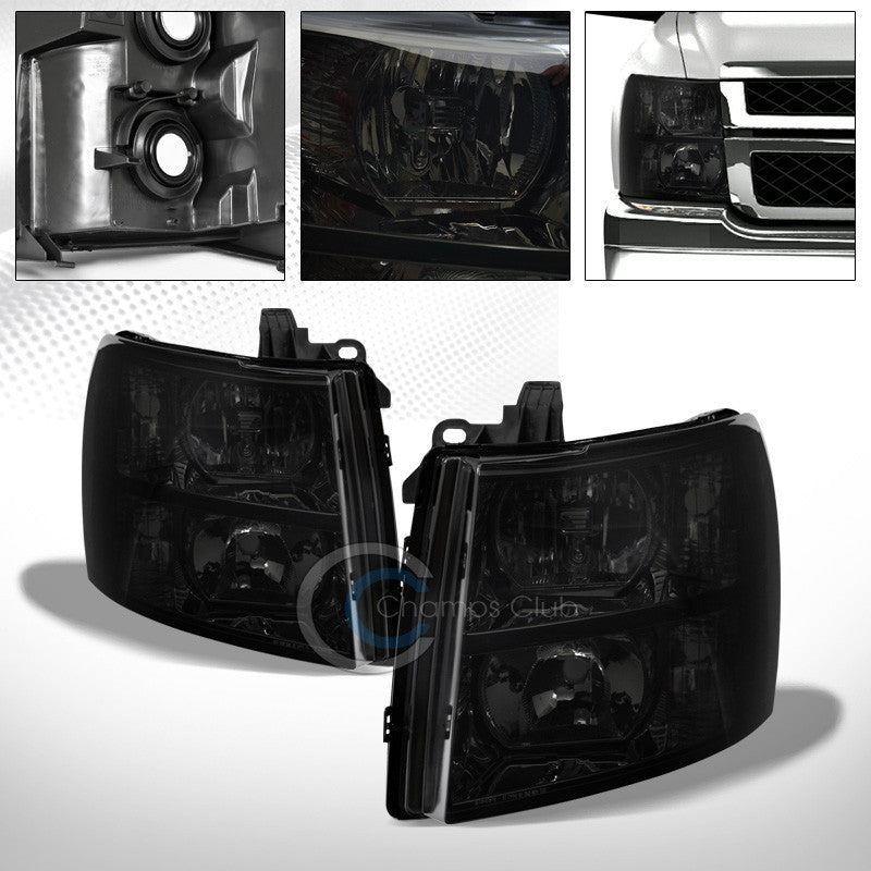 FACTORY SMOKE CRYSTAL HEAD LIGHTS SIGNAL LAMPS NB 07-14 SILVERADO 1500/2500/3500