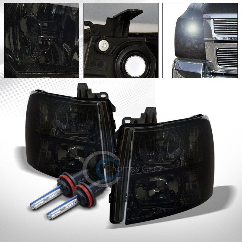 6000K HID XENON+SMOKE HEAD LIGHTS SIGNAL LAMPS AMBER NB 07-13 14 CHEVY SILVERADO