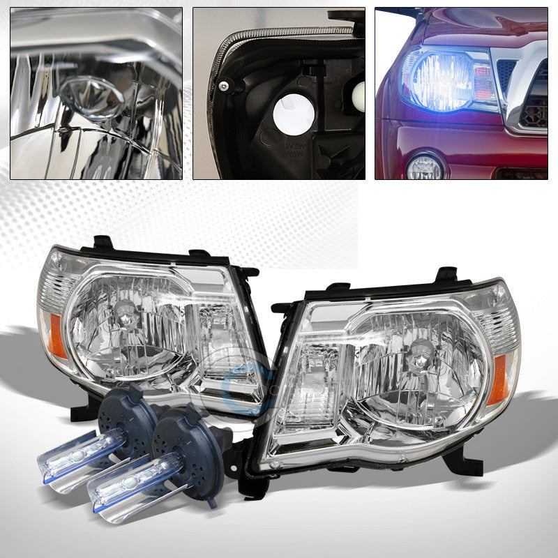 10000K HID XENON+JDM CHROME HEAD LIGHTS SIGNAL LAMP AMBER NB 05-11 TOYOTA TACOMA