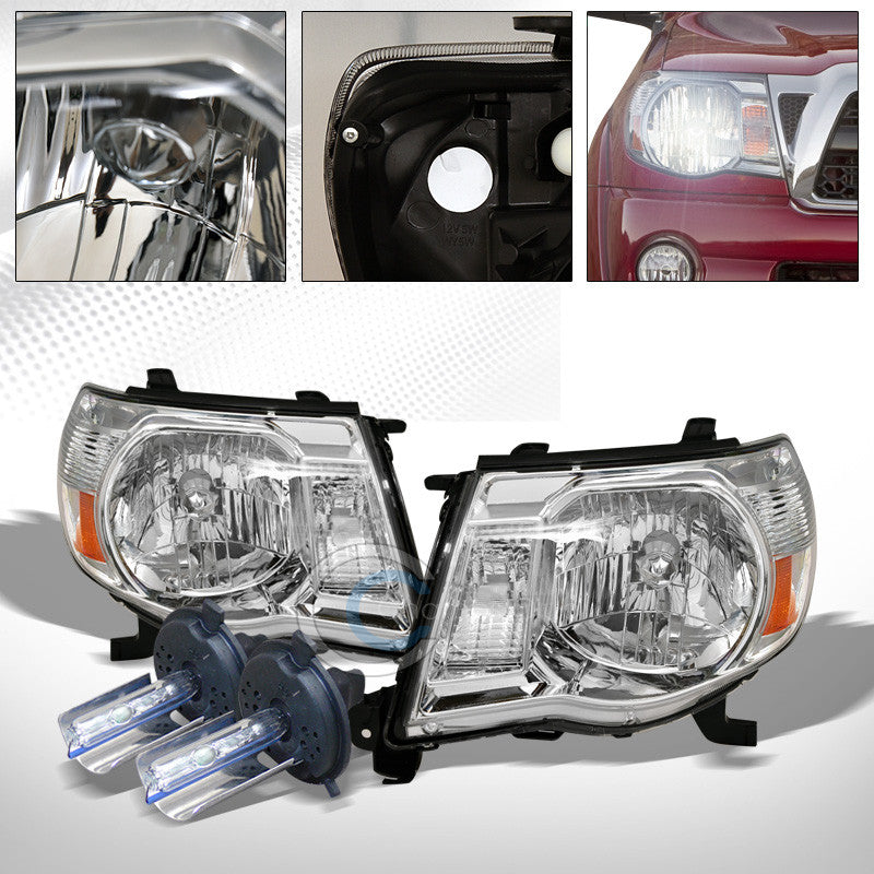 6000K HID XENON+JDM CHROME HEAD LIGHTS SIGNAL LAMPS AMBER NB 05-11 TOYOTA TACOMA