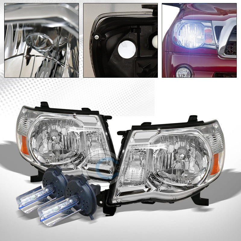 8000K HID XENON+JDM CHROME HEAD LIGHTS SIGNAL LAMPS AMBER NB 05-11 TOYOTA TACOMA
