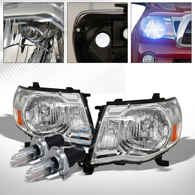 10000K HID BI-XENON+CHROME HEAD LIGHTS SIGNAL LAMPS AMBER NB 05-11 TOYOTA TACOMA