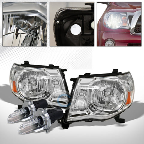 6000K HID BI-XENON+CHROME HEAD LIGHTS SIGNAL LAMPS AMBER NB 05-11 TOYOTA TACOMA