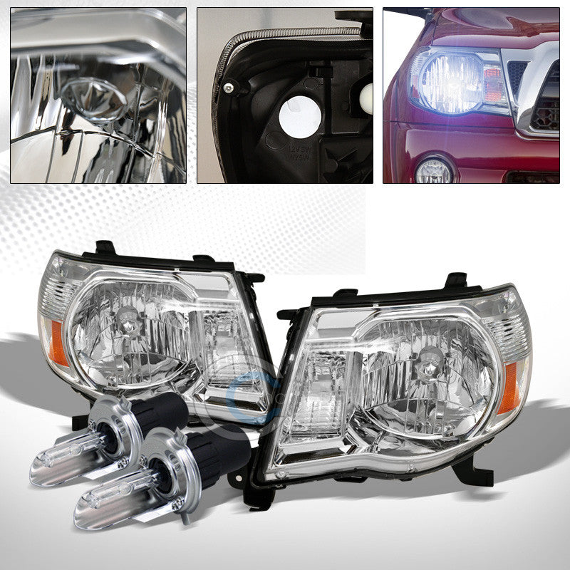 8000K HID BI-XENON+CHROME HEAD LIGHTS SIGNAL LAMPS AMBER NB 05-11 TOYOTA TACOMA