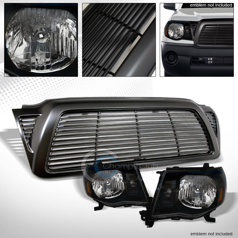 BLK HEAD LIGHTS SIGNAL LAMPS AMBER NB+MATTE HORIZONTAL GRILL GRILLE 05-11 TACOMA