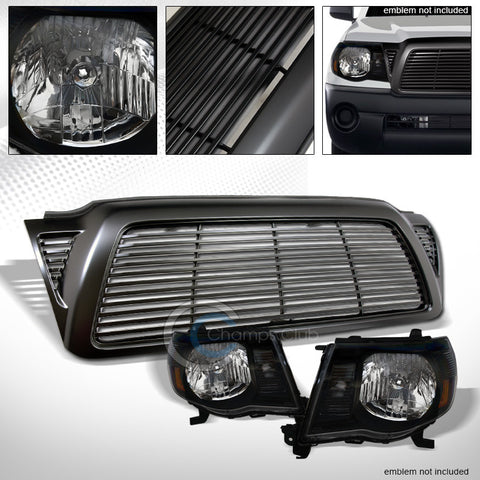 BLK HEAD LIGHTS SIGNAL LAMPS AMBER NB+MATTE HORIZONTAL GRILL GRILLE 05-11 TACOMA
