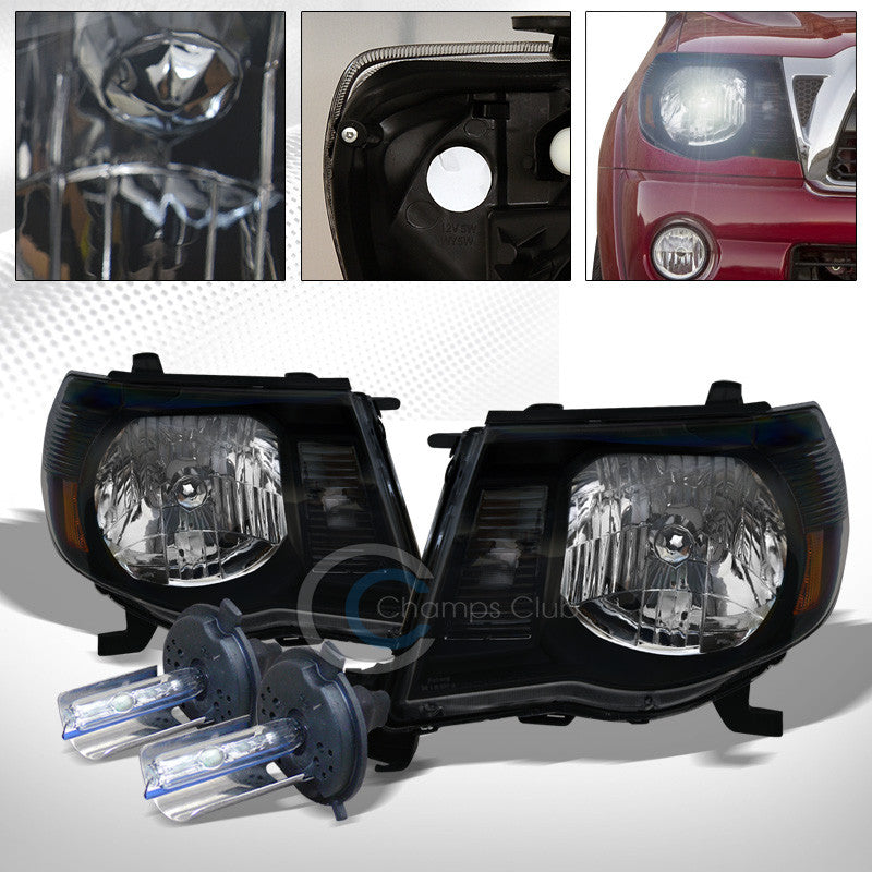 6000K HID XENON+JDM BLACK HEAD LIGHTS SIGNAL LAMPS AMBER NB 05-11 TOYOTA TACOMA
