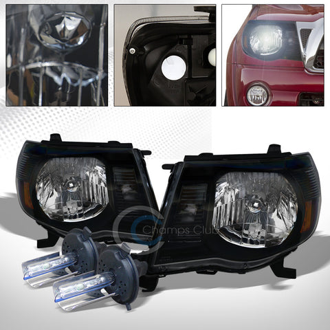6000K HID XENON+JDM BLACK HEAD LIGHTS SIGNAL LAMPS AMBER NB 05-11 TOYOTA TACOMA