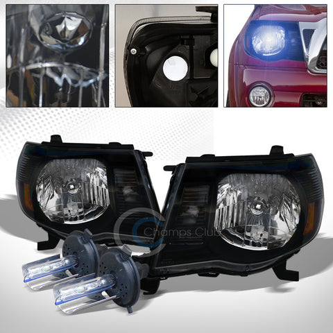 8000K HID XENON+JDM BLACK HEAD LIGHTS SIGNAL LAMPS AMBER NB 05-11 TOYOTA TACOMA
