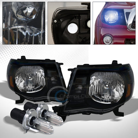 8000K HID BI-XENON+BLACK HEAD LIGHTS SIGNAL LAMPS AMBER NB 05-11 TOYOTA TACOMA