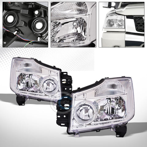 FACTORY STYLE CHROME CRYSTAL HEAD LIGHTS SIGNAL LAMPS NB FOR 04-15 TITAN/ARMADA