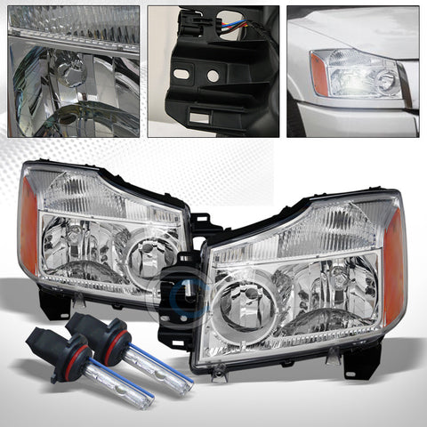 6000K HID XENON+CHROME HEAD LIGHTS SIGNAL AMBER NB FOR 04-15 NISSAN TITAN/ARMADA