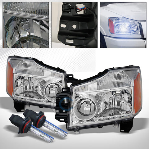8000K HID XENON+CHROME HEAD LIGHTS SIGNAL AMBER NB FOR 04-15 NISSAN TITAN/ARMADA