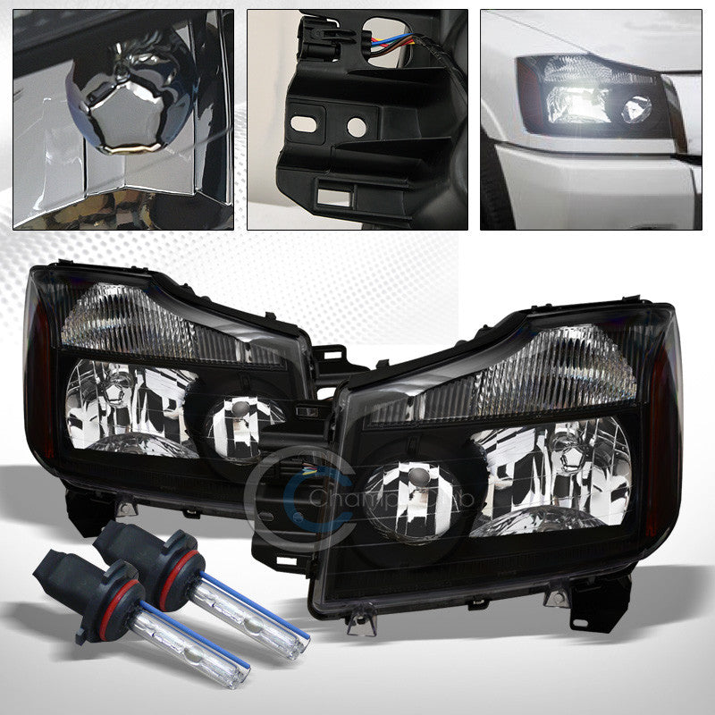 6000K HID XENON+BLACK HEAD LIGHTS SIGNAL AMBER NB FOR 04-15 NISSAN TITAN/ARMADA