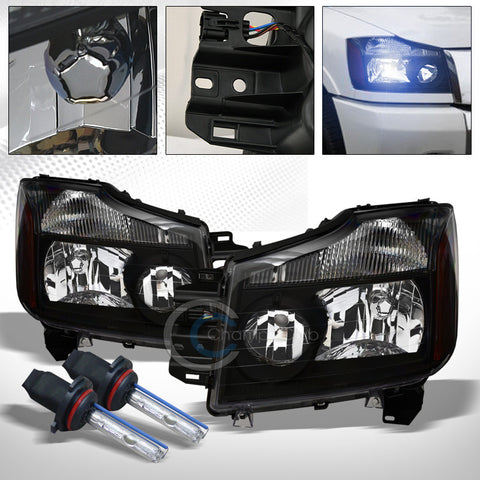 8000K HID XENON+BLACK HEAD LIGHTS SIGNAL AMBER NB FOR 04-15 NISSAN TITAN/ARMADA