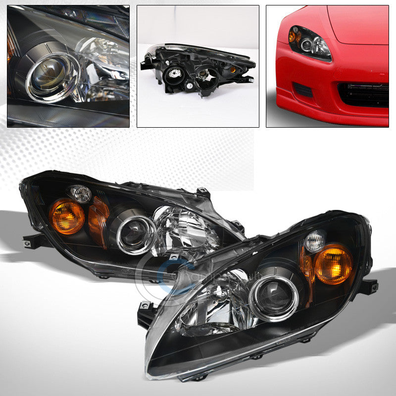 BLK CRYSTAL PROJECTOR HEAD LIGHTS SIGNAL LAMP AMBER AW 00-03 HONDA S2000 S2K AP1