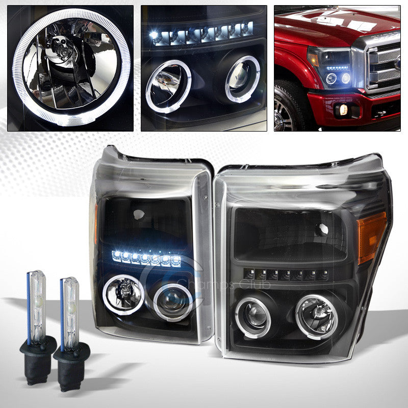 8000K HID XENON+BLK LED HALO PROJECTOR HEAD LIGHTS SIGNAL AM DY 11-16 F250/F350