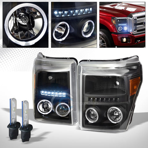 8000K HID XENON+BLK LED HALO PROJECTOR HEAD LIGHTS SIGNAL AM DY 11-16 F250/F350