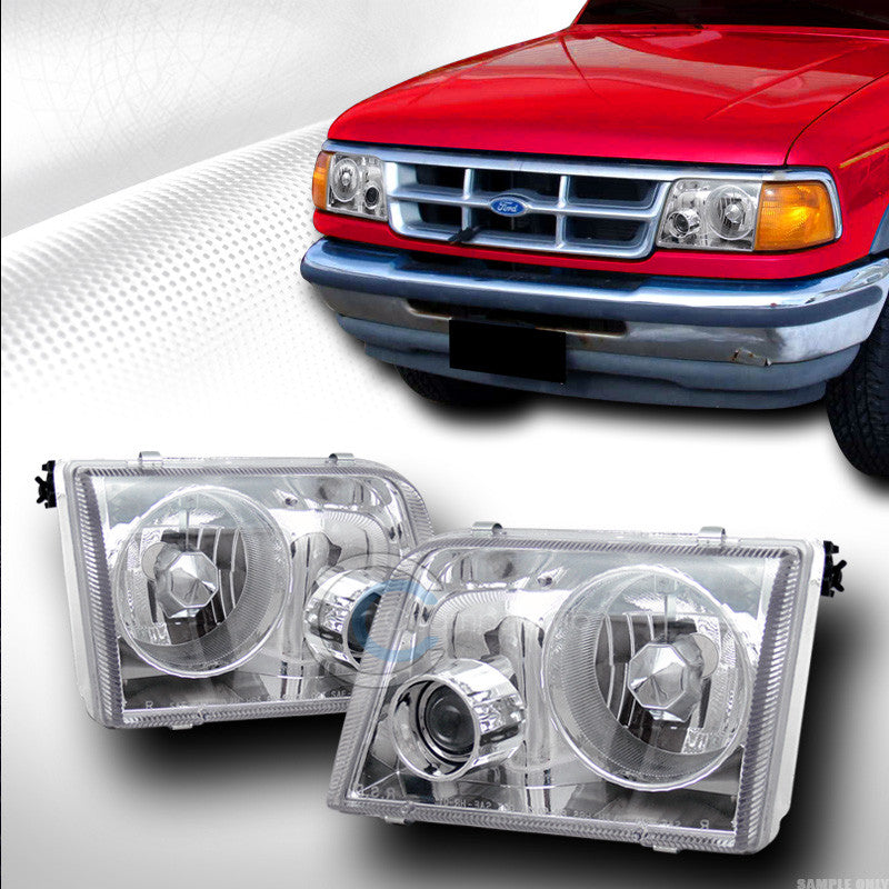 CHROME HOUSING PROJECTOR PROJECTOR HEAD LIGHTS LAMPS DY 93-97 FORD RANGER TRUCK