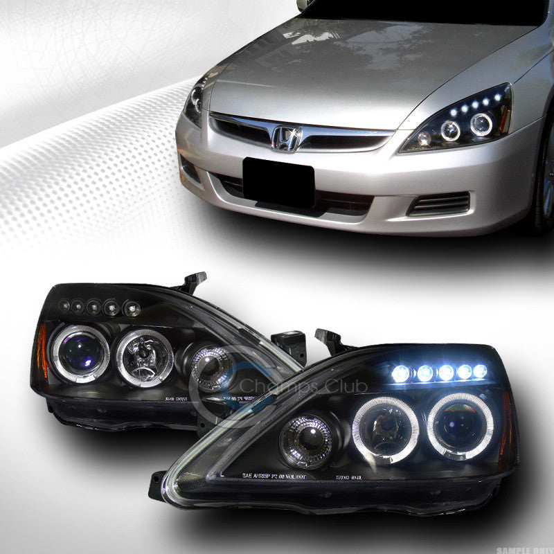 JDM BLK DRL LED HALO PROJECTOR HEAD LIGHTS LAMPS SIGNAL 2003-2007 HONDA ACCORD