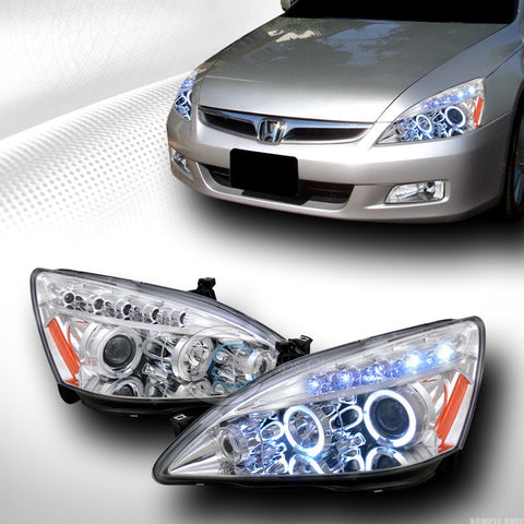 CHROME DRL LED 2*HALO PROJECTOR HEAD LIGHTS LAMPS SIGNAL 2003-2007 HONDA ACCORD