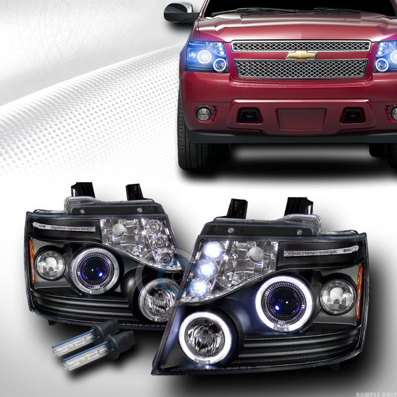 10000K HID XENON BLK DRL LED HALO PROJECTOR HEAD LIGHTS 2007-2013 SUBURBAN/TAHOE