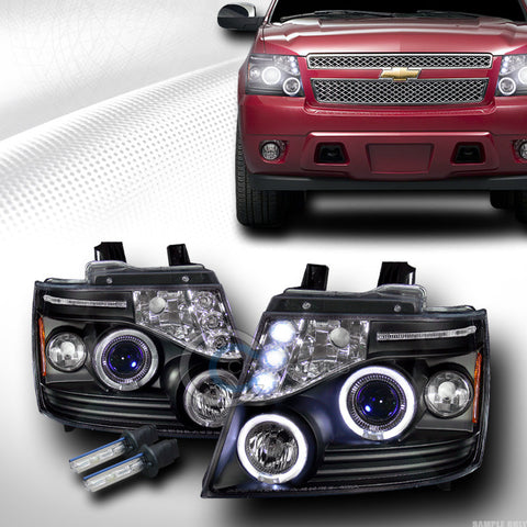 6000K HID XENON BLK DRL LED HALO PROJECTOR HEAD LIGHTS 2007-2013 SUBURBAN/TAHOE