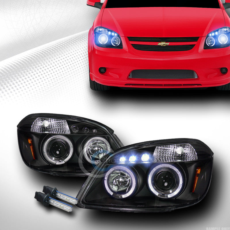 10000K HID XENON BLK DRL HALO LED PROJECTOR HEAD LIGHTS LAMPS 05-10 CHEVY COBALT