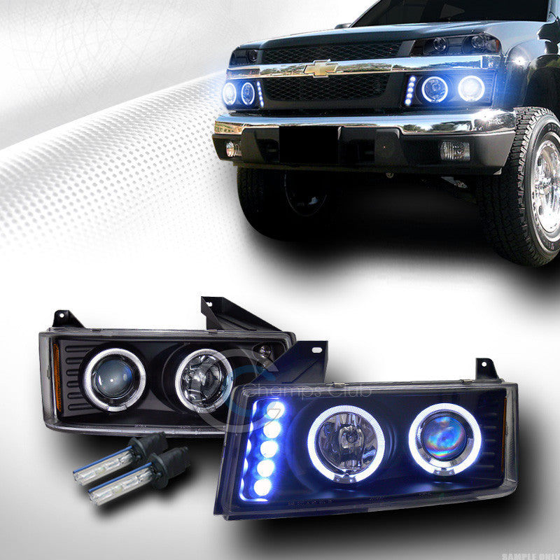 10000K HID XENON BLK HALO LED PROJECTOR HEAD LIGHTS LAMPS 2004+ COLORADO/CANYON