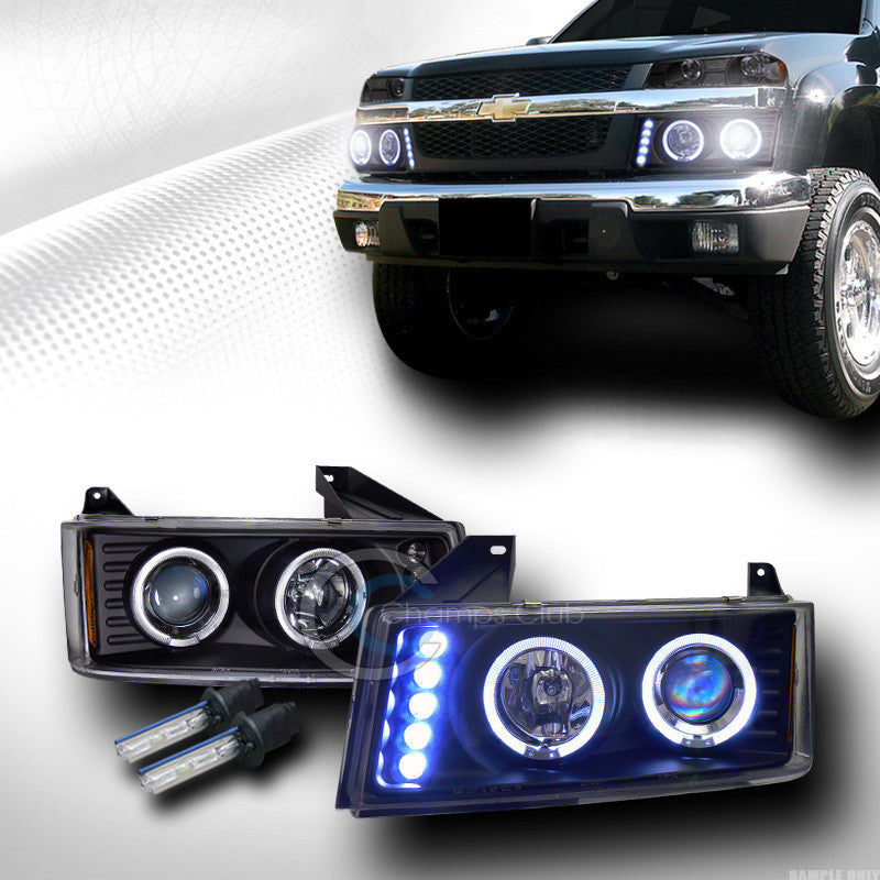 6000K HID XENON BLK DRL HALO LED PROJECTOR HEAD LIGHT LAMP 2004+ COLORADO/CANYON