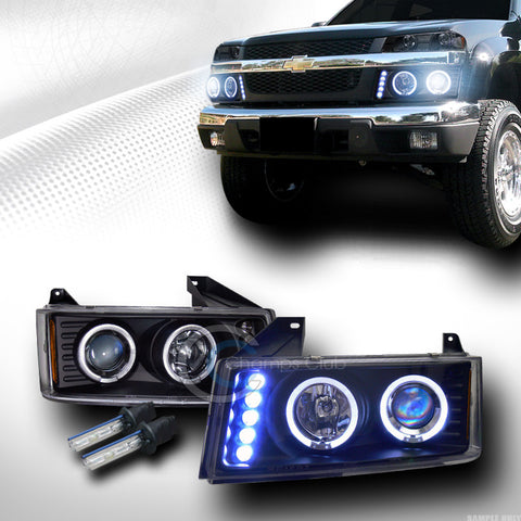 8000K HID XENON BLK DRL HALO LED PROJECTOR HEAD LIGHT LAMP 2004+ COLORADO/CANYON