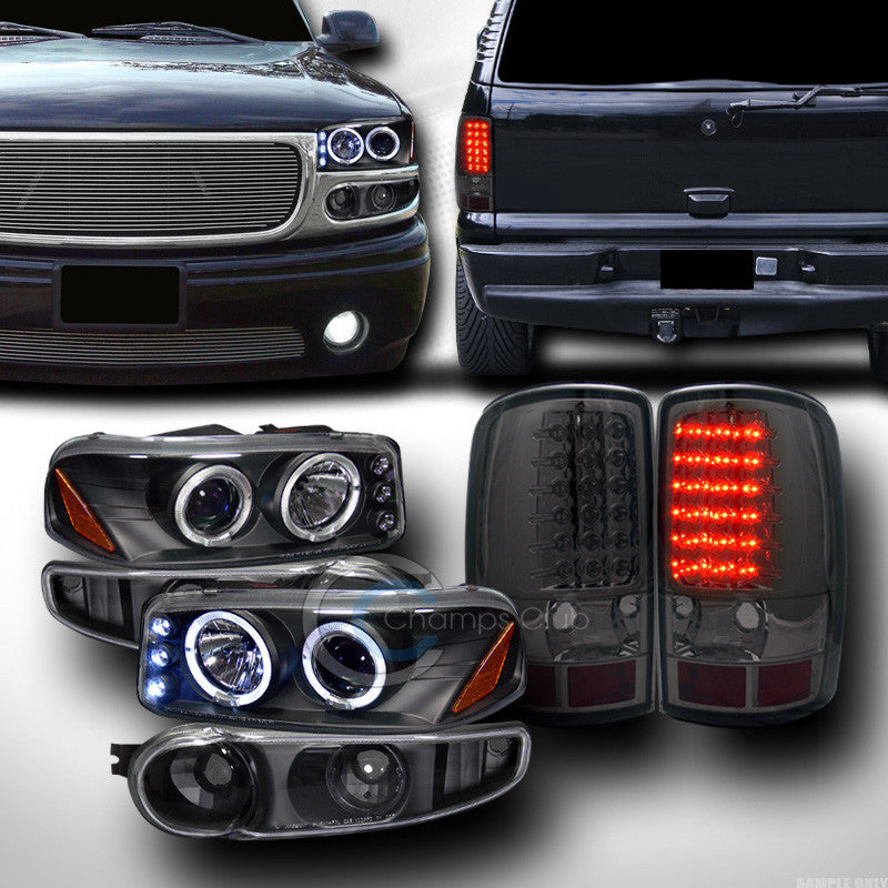 BLK PROJECTOR HEAD LIGHTS AM+BUMPER+LED TAIL LAMPS SM JY 2001-2006 YUKON DENALI